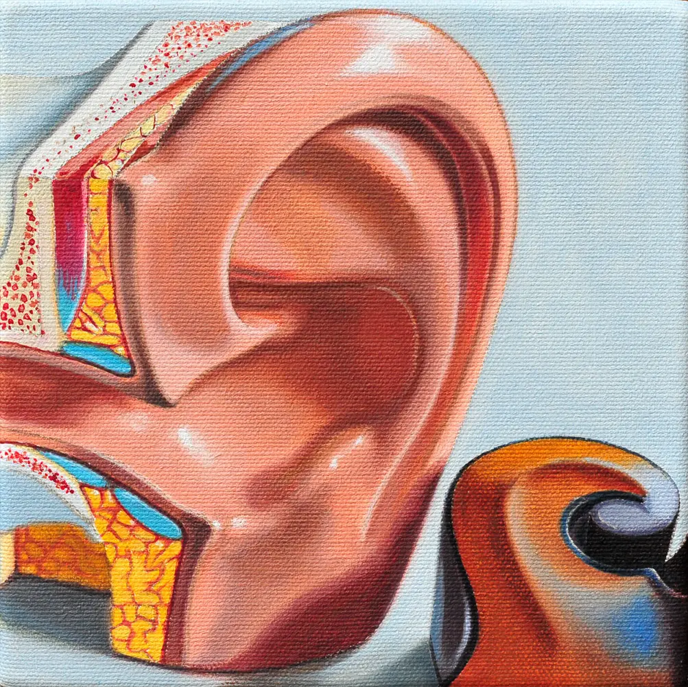 Sense of hearing 20 x 20 cm, Öl auf Leinwand (2009)